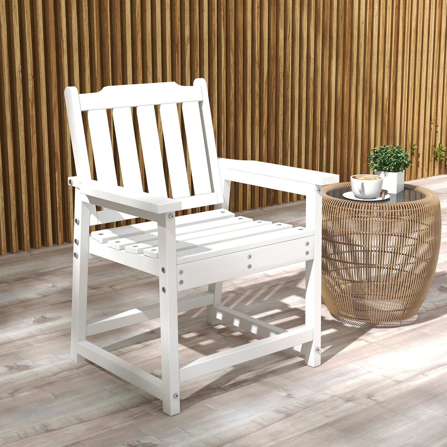 HDPE Outdoor Dining Chair - Heavy Duty, White Patio Furniture