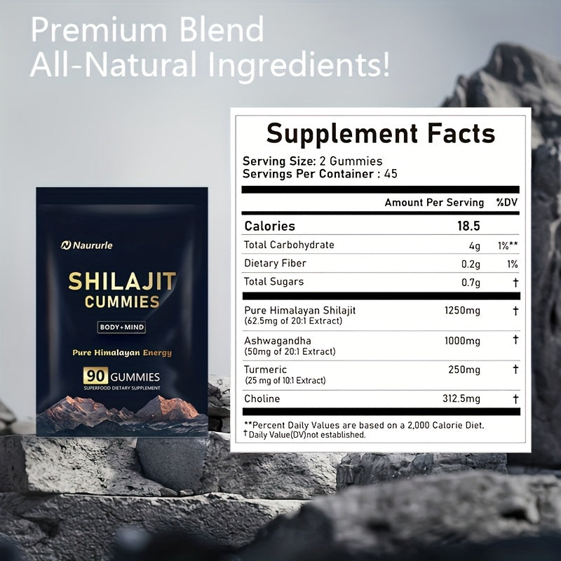 Himalayan Shilajit Gummies - 90 Count Energy & Wellness Supplement