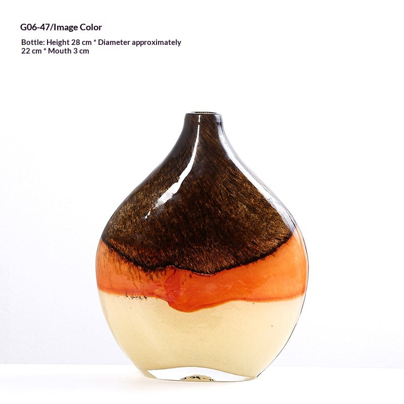 Marble-Patterned Crystal Amber Small Vase - Home Decor & Tabletop Ornament