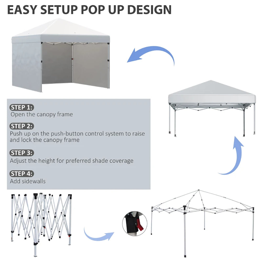 Height Adjustable Pop Up Canopy Tent - Cream White Event Shelter