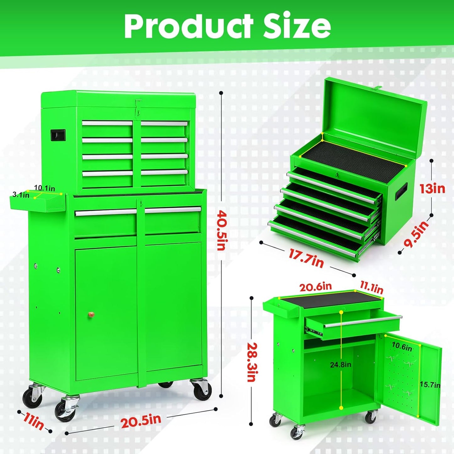5-Drawer Rolling Tool Chest with Lockable Top & Wheels - Garage Storage Cabinet