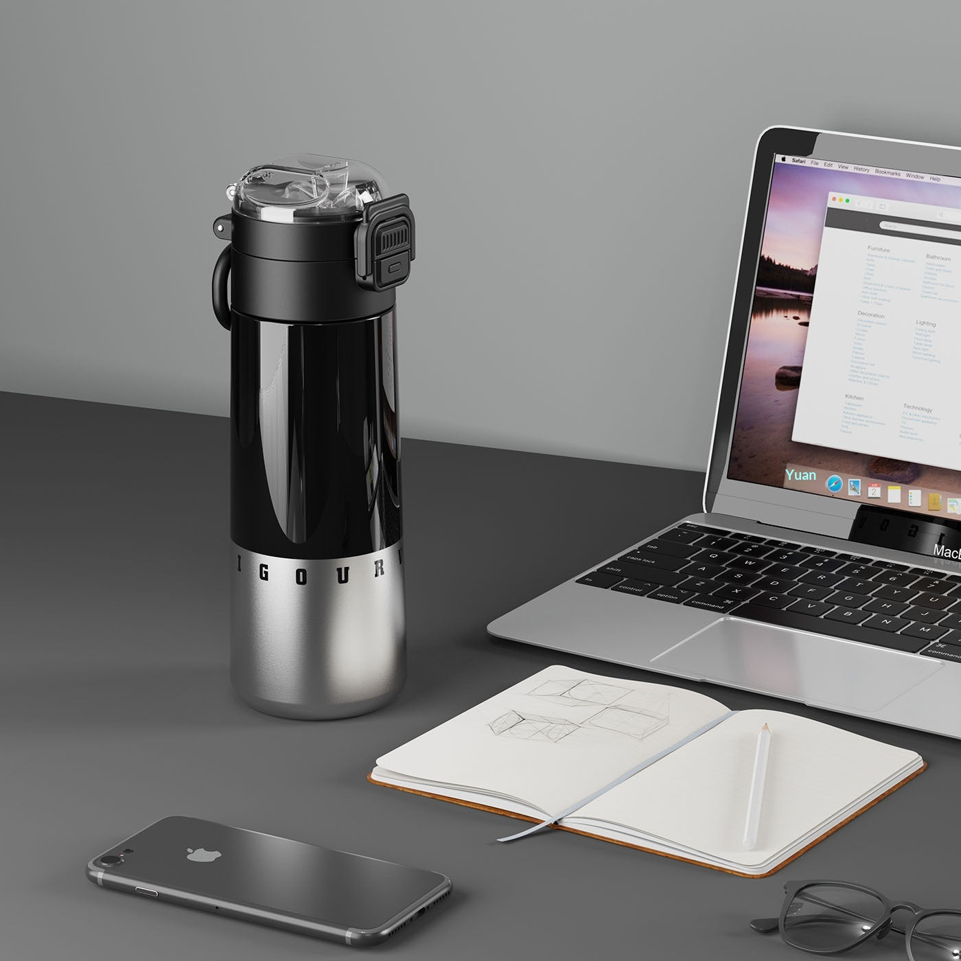 Large Capacity Stainless Steel Water Bottle with Straw - 500ML, Light Luxury