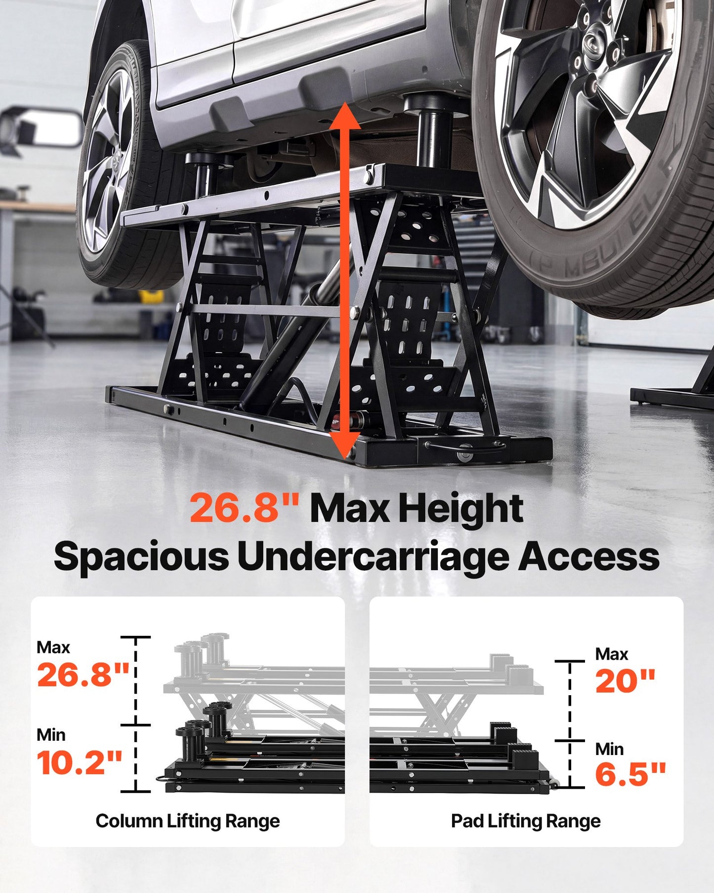 Portable Car Lift 7000 lbs Capacity Heavy Duty Steel Truck Lift with Pneumatic Pump