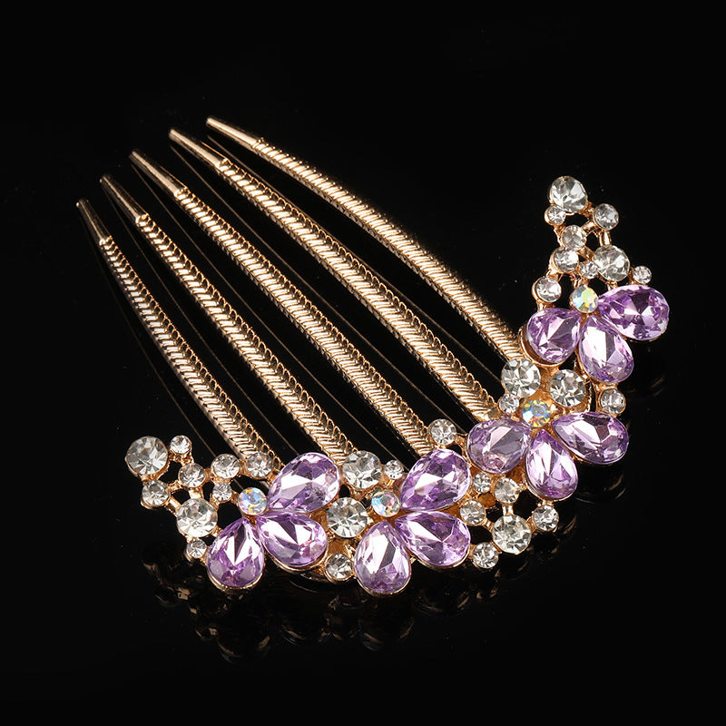 Alloy Water Drill Comb Palace Style Women’s Five-Tooth Hair Comb