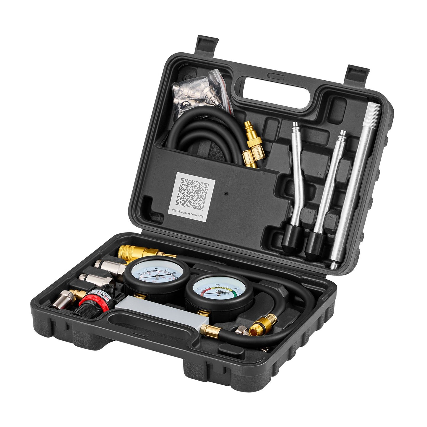 Automotive Cylinder Compression Tester Kit with Pressure Gauge & Adapters