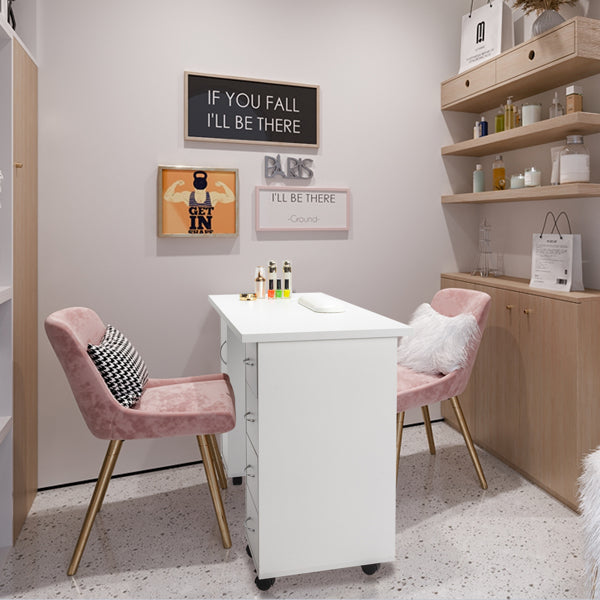 White Computer Desk with 4 Drawers and Wrist Rest - 120x54x81cm