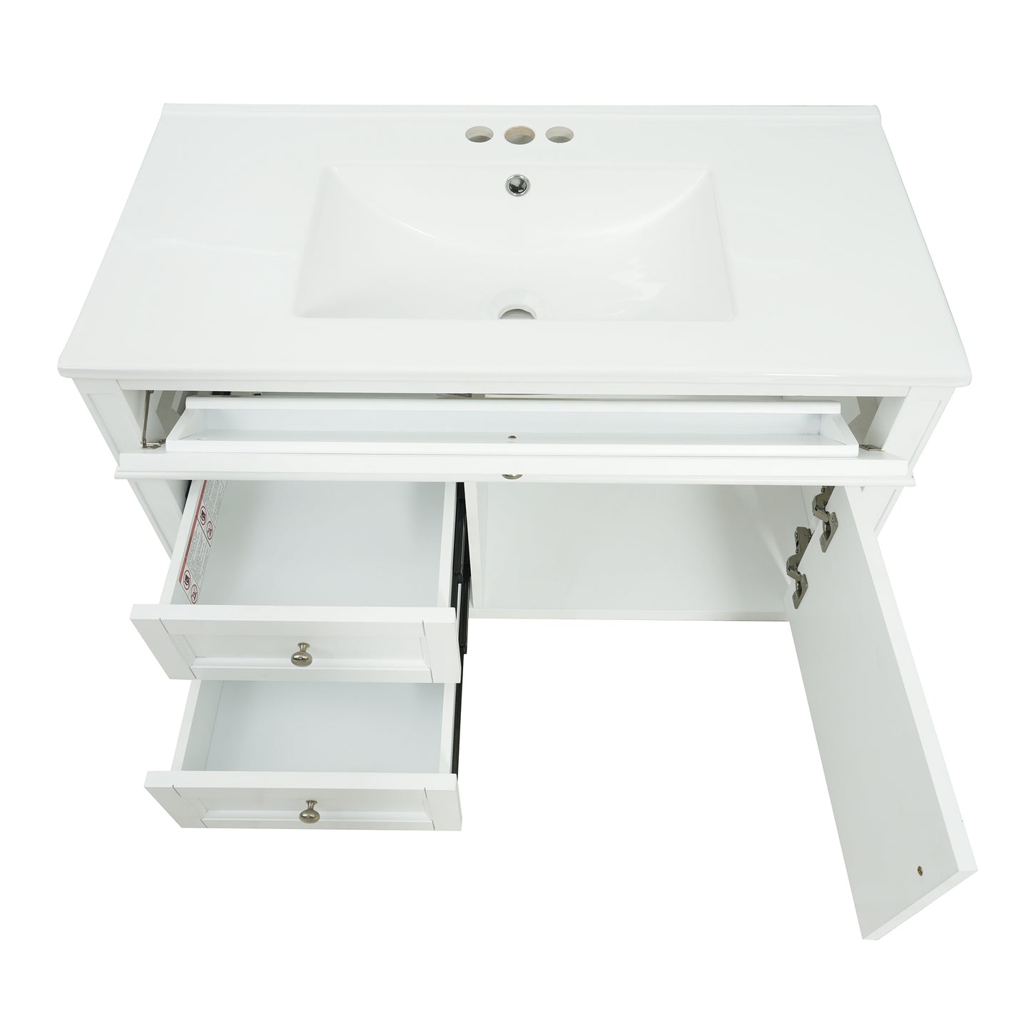 36-inch Wall Mounted Bathroom Vanity with Ceramic Sink & Drawers