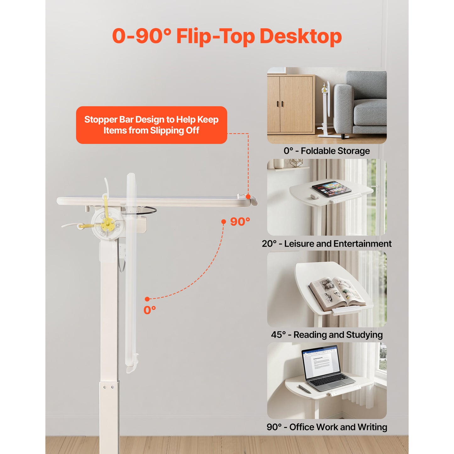 Adjustable Standing Desk - Mobile Sit-Stand Workstation with Tilting Desktop, 25.6x19 Inches, 33 Lbs Capacity