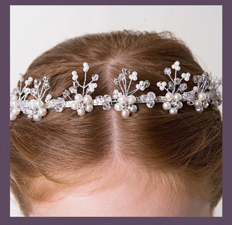 Wedding Flower Girl and Bridesmaid Hair Accessories White Pearl Headband