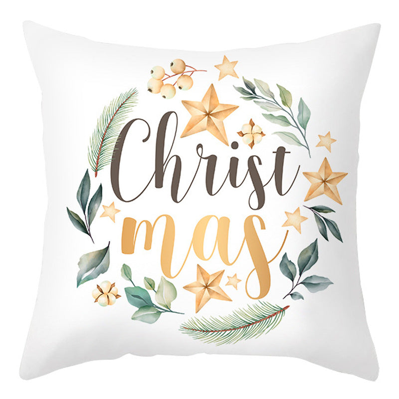 Christmas Pillow Cover Cartoon Letter Print Cushion Cover for Sofa & Office