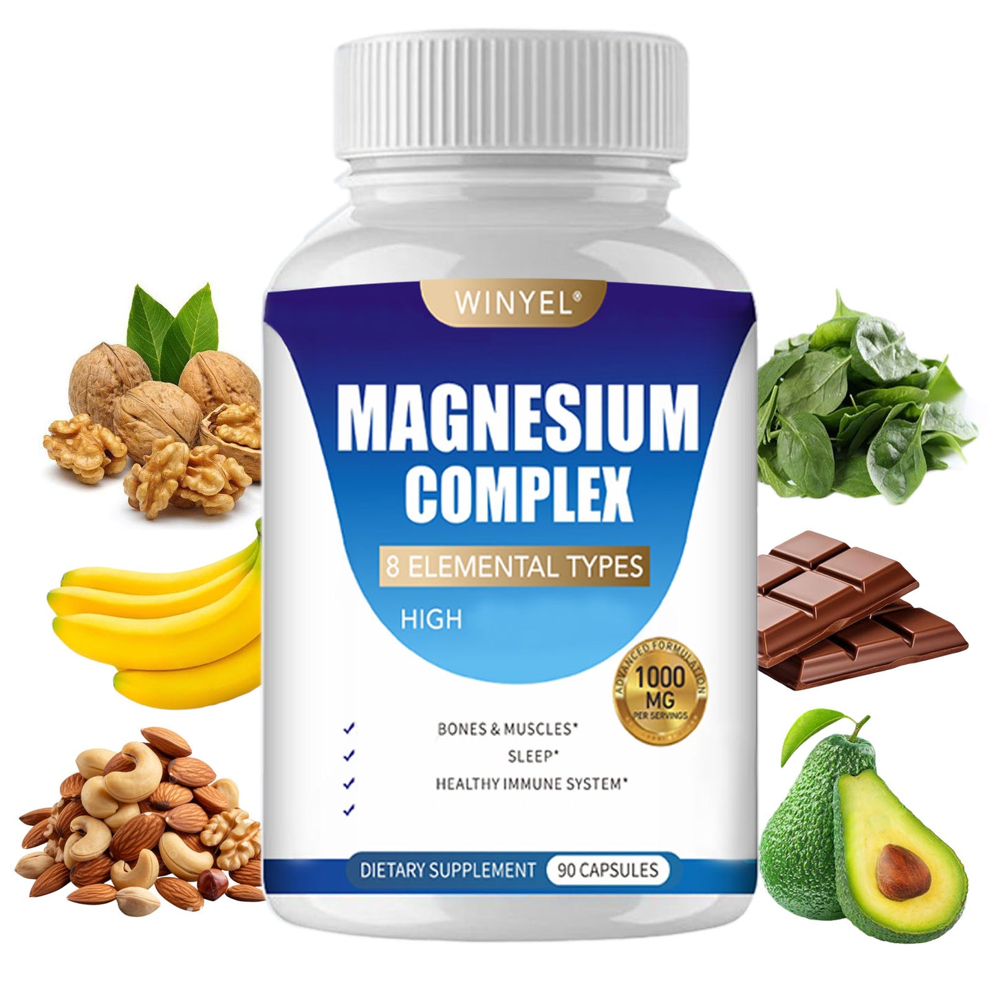 Magnesium Complex 1000mg Capsules - High Bioavailability Mineral Supplement