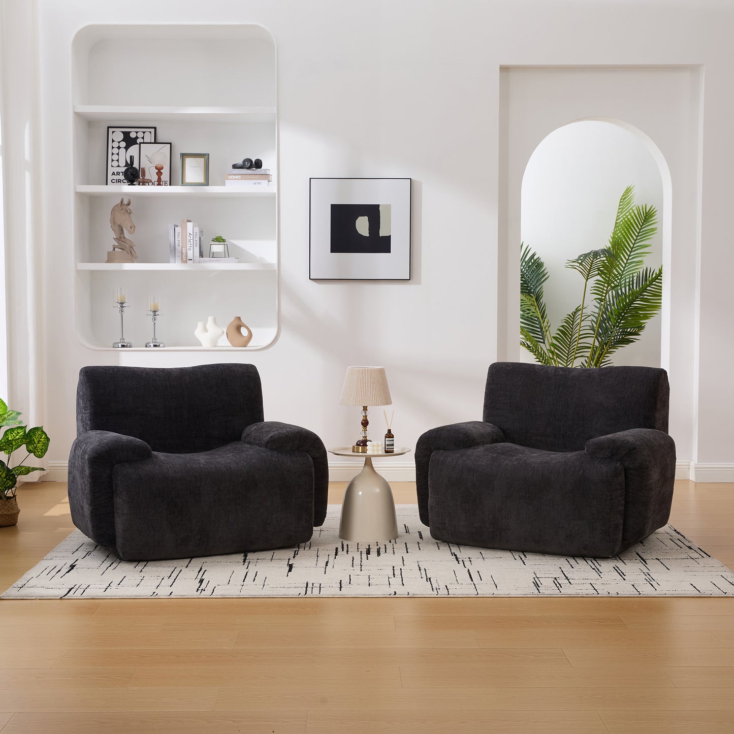 42" Wide Modern Upholstered Oversized Accent Chair - Black