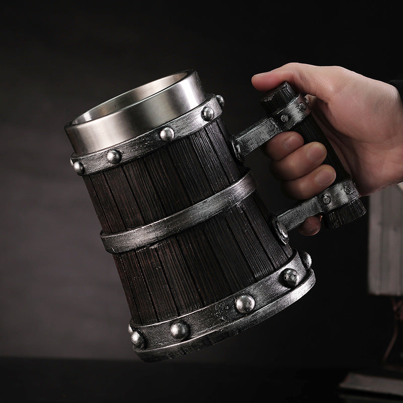 Large Capacity Beer Stein Mug with Handle - 600ML Stainless Steel Drinkware