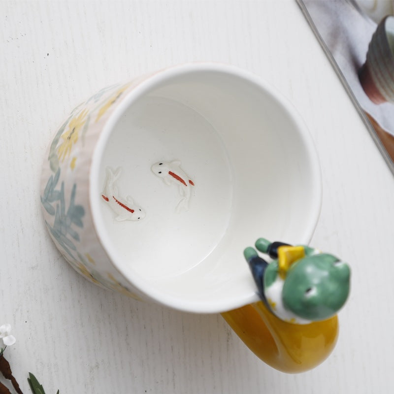 Cute Cartoon Pet Ceramic Mug - Handmade Animal Drinkware for Kitchen