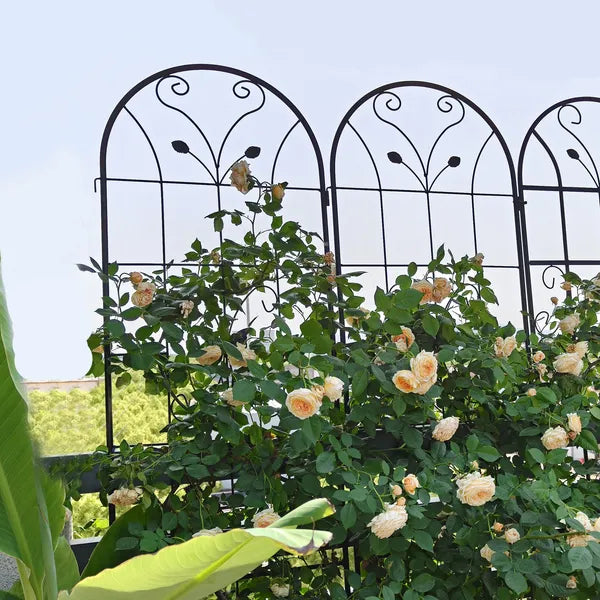 Metal Garden Trellis - 4 Pack, 86.7" Rustproof Support for Climbing Plants - Black
