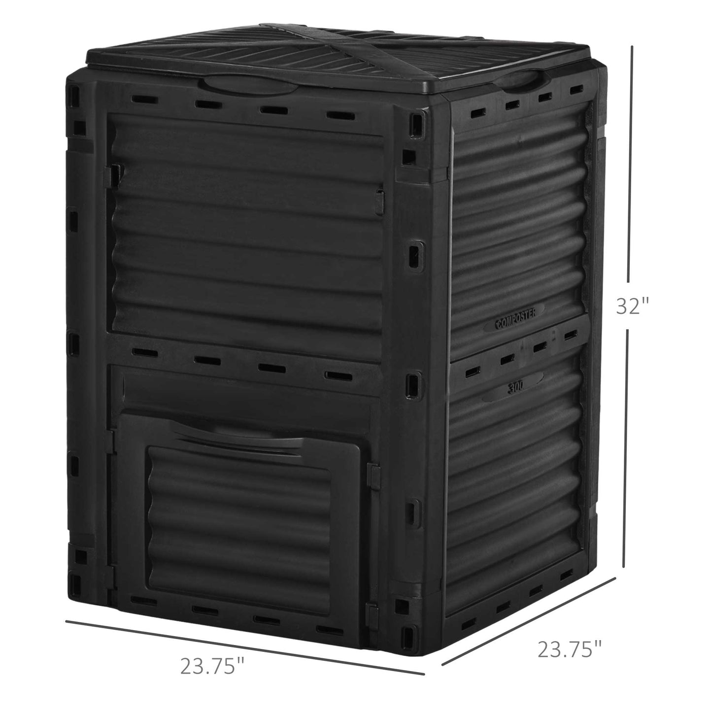 80 Gallon Outdoor Compost Bin - Large Capacity Garden Aerator & Fertilizer Maker, Easy Assembly, Black