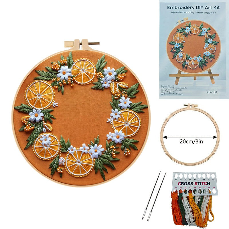 European Embroidery Material Pack with Embroidery Frame for Cross-Stitch Crafts