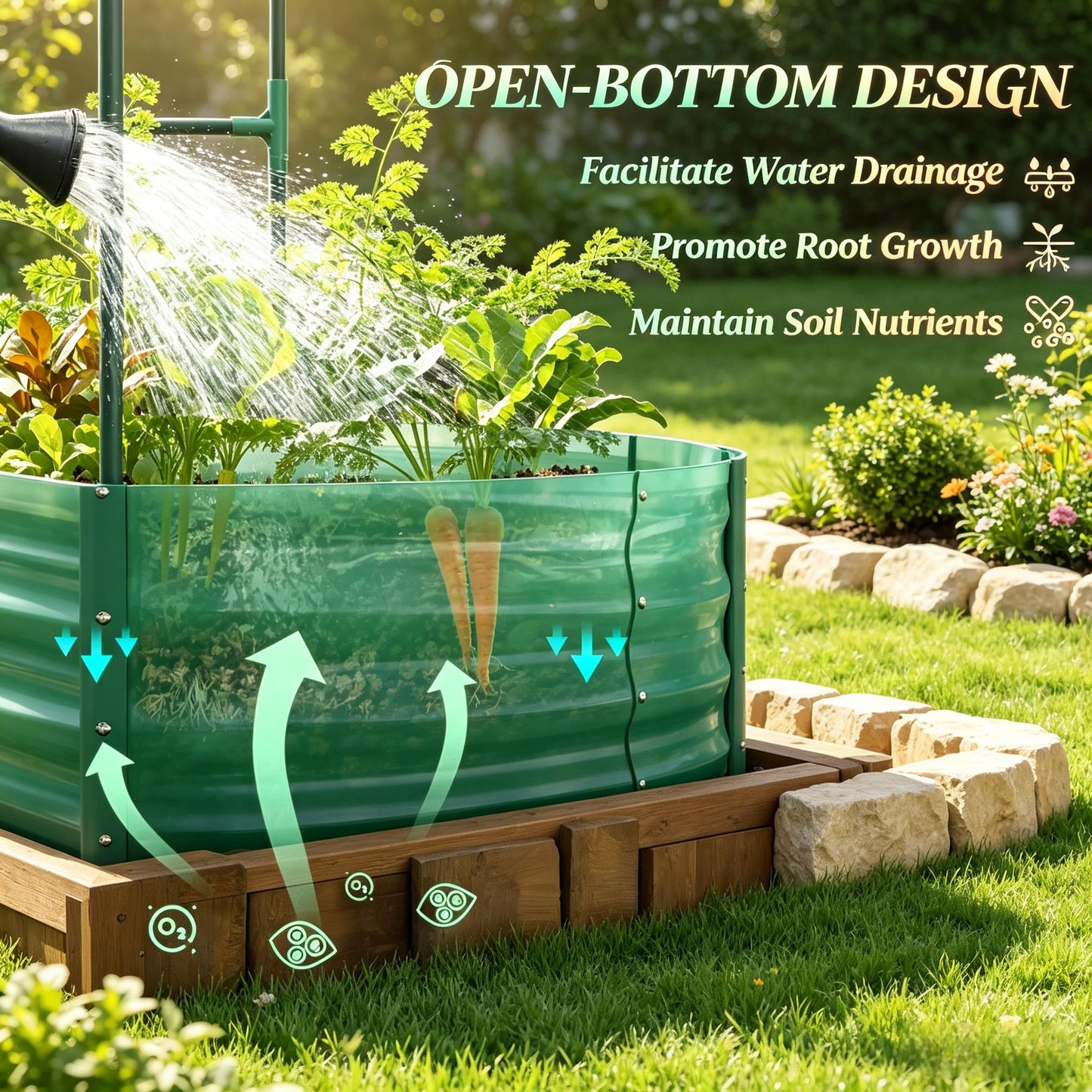 Galvanized Metal Raised Garden Bed with Trellis - 5' x 3'