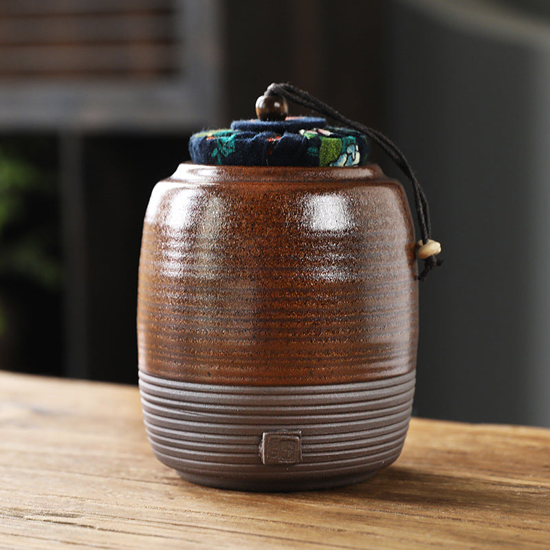 Coarse Ceramic Tea Caddy Airtight Canister for Pu-erh Tea Kitchen Storage