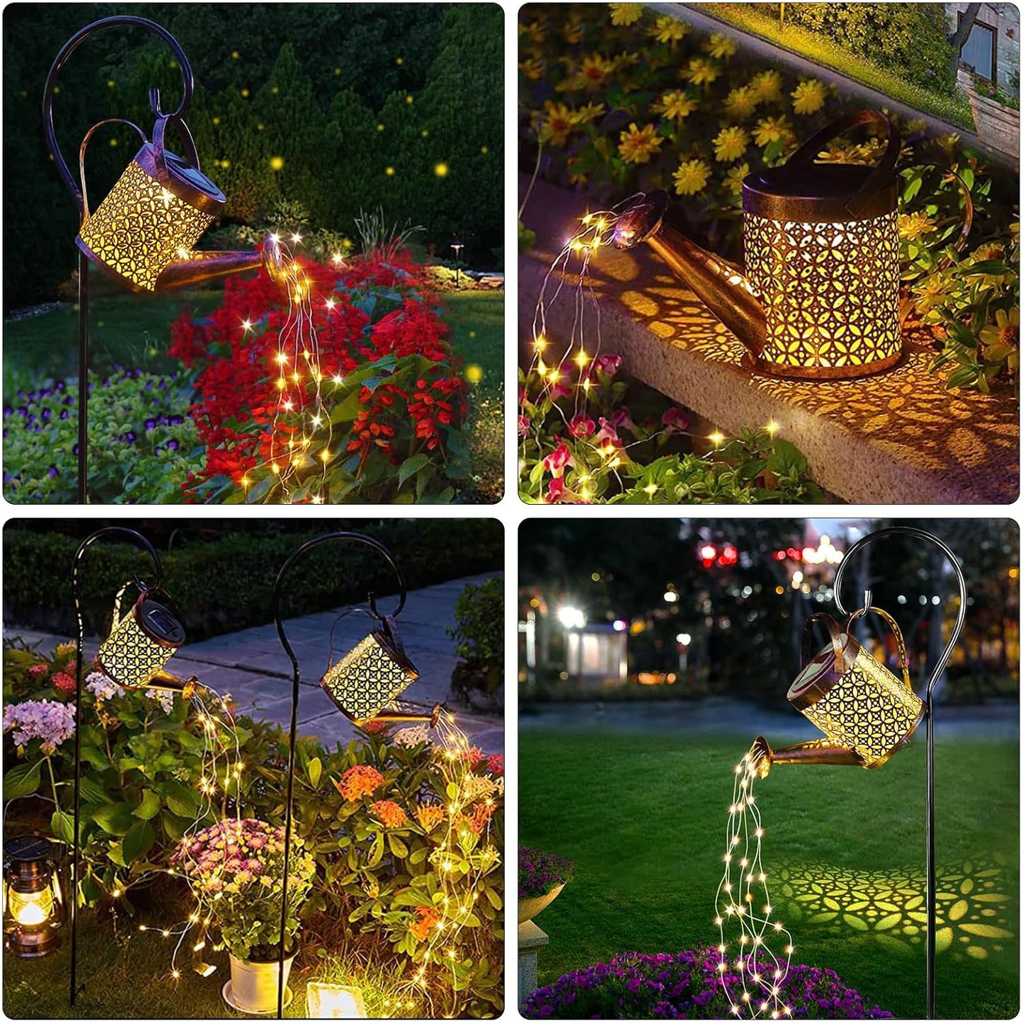 2-Pack Solar Watering Can String Lights - Outdoor Garden Decor