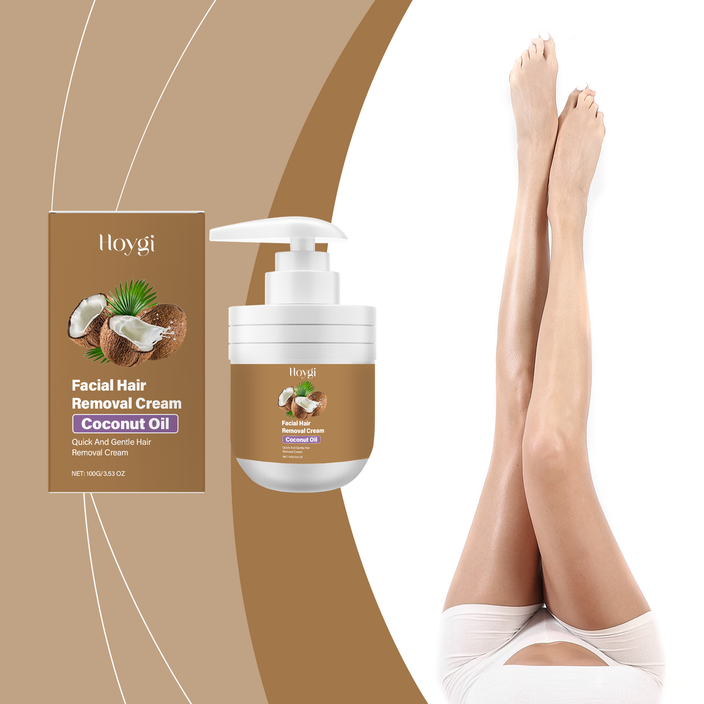 Gentle Coconut Facial Hair Removal Cream for Men and Women