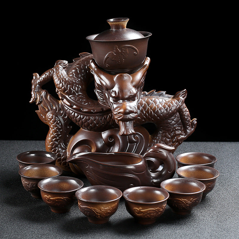 Ceramic Tea Set with Full Accessories - Semi-Automatic Style, Multiple Colors