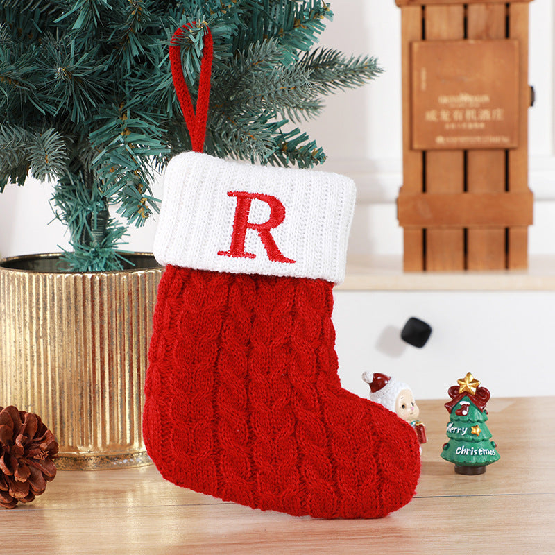 Christmas Stockings Decorative Wool Knitted Socks - Creative Tree Pendant