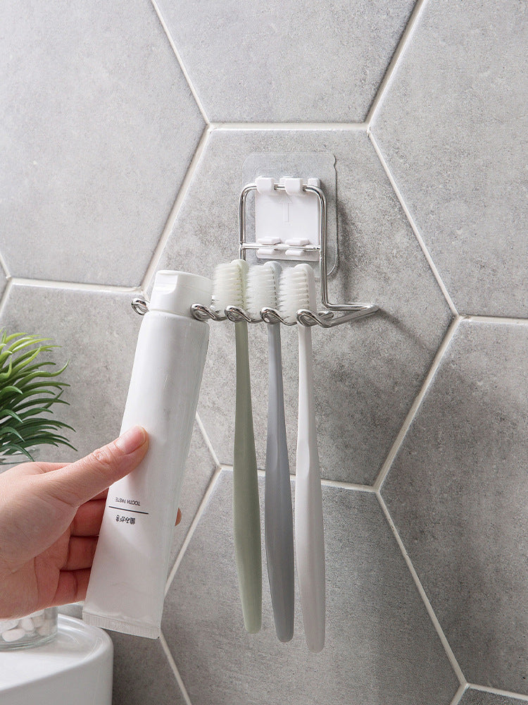 Stainless Steel Suction Cup Toothbrush Holder Wall Mounted Bathroom Storage