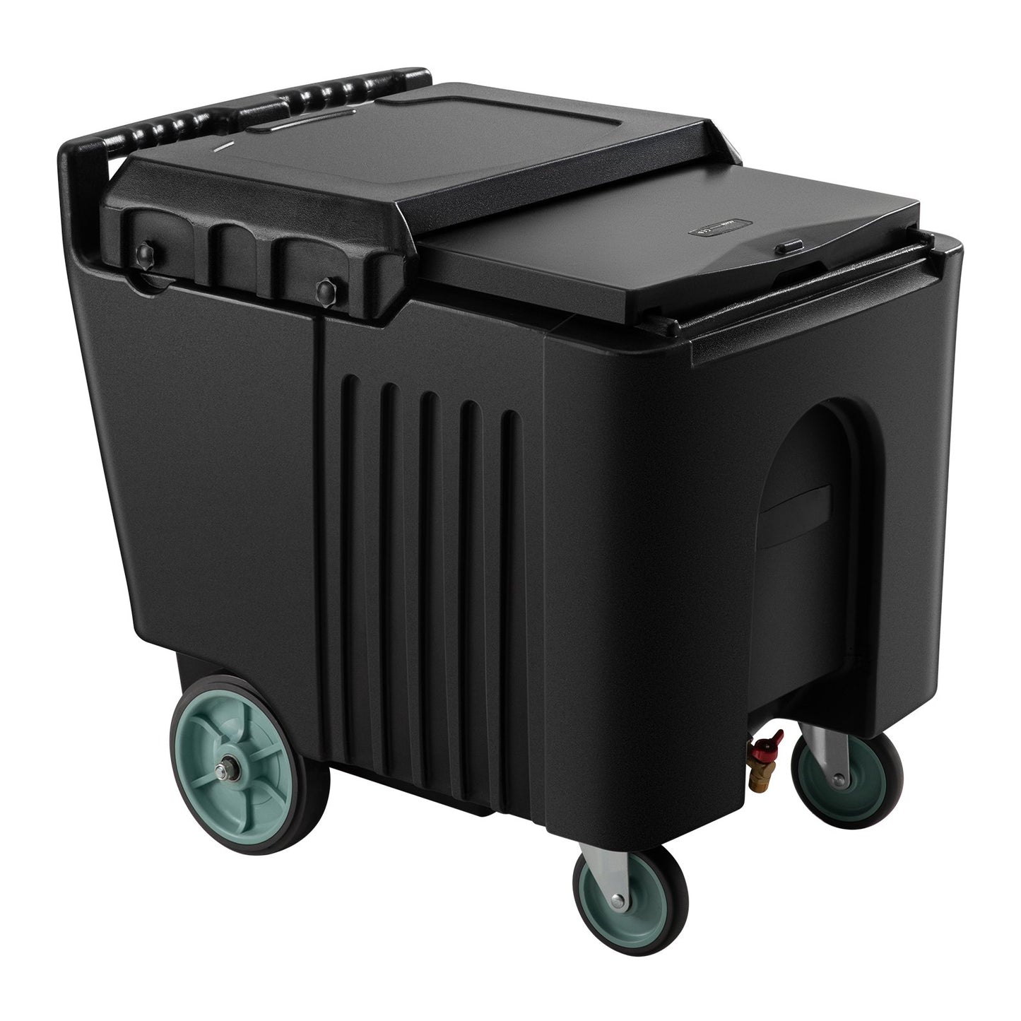 Portable Ice Bin Caddy with Sliding Lid & Wheels - 61.6L
