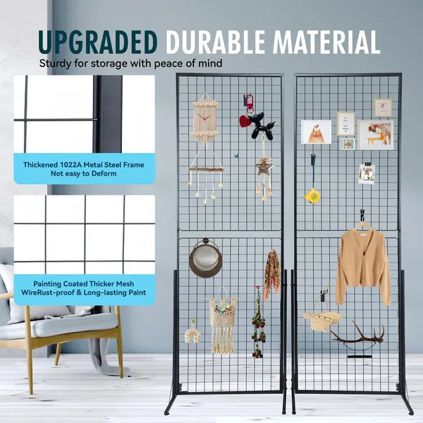 67 X 24 In Grid Wall Panels, 2 Packs Wire Gridwall Display Racks