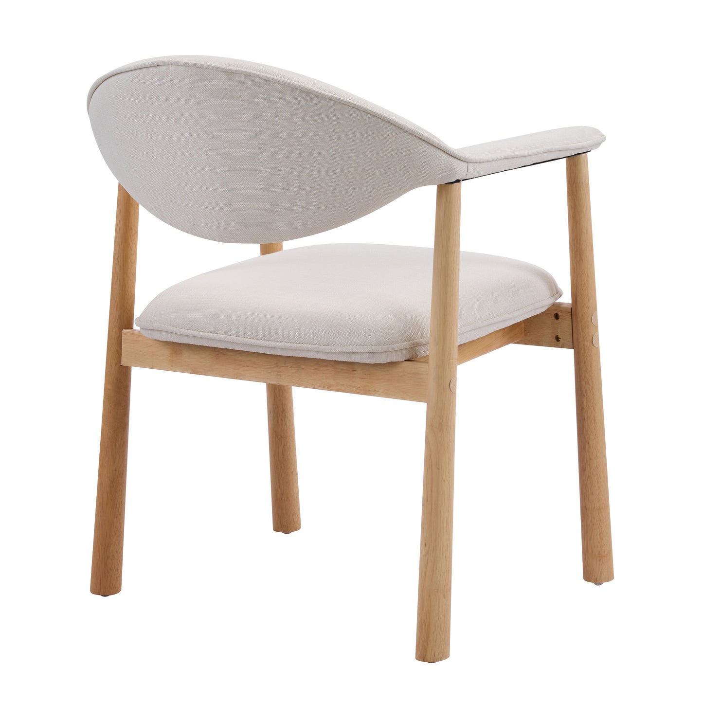 Beige Upholstered Dining Chairs with Curved Back - Set of 2
