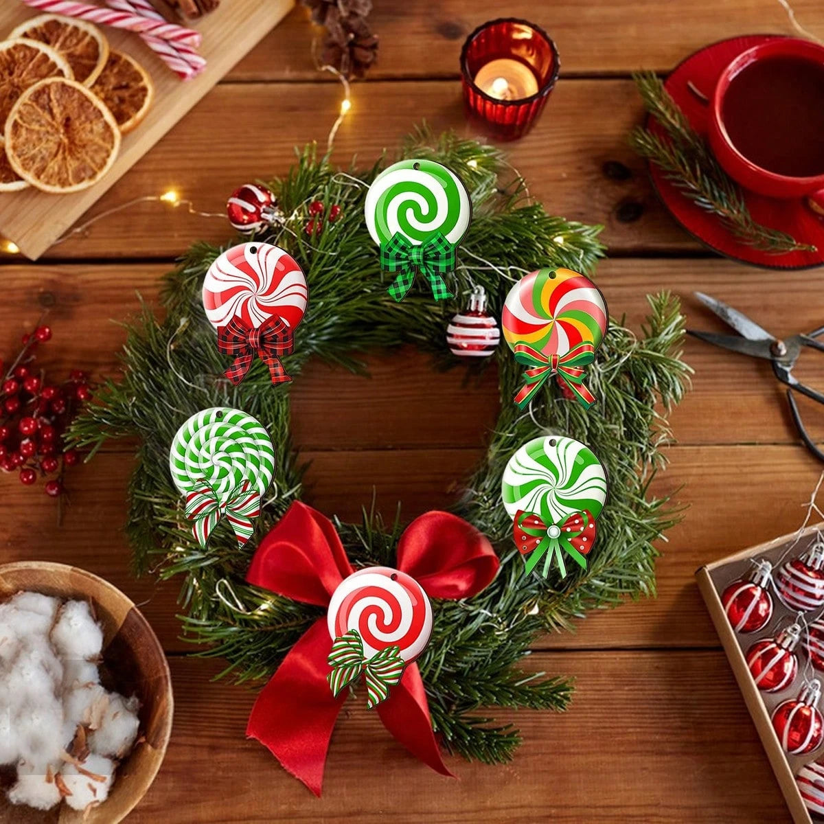 24-Piece Colorful Peppermint Christmas Tree Ornaments Set