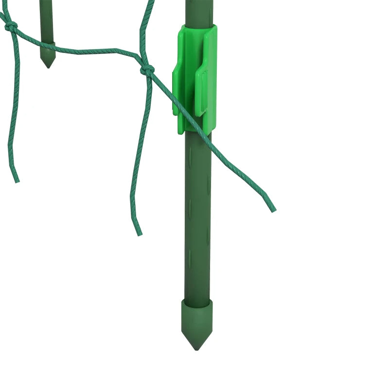 Metal Garden Trellis with Climbing Net, Arch A-Frame for Outdoor Plants, Green