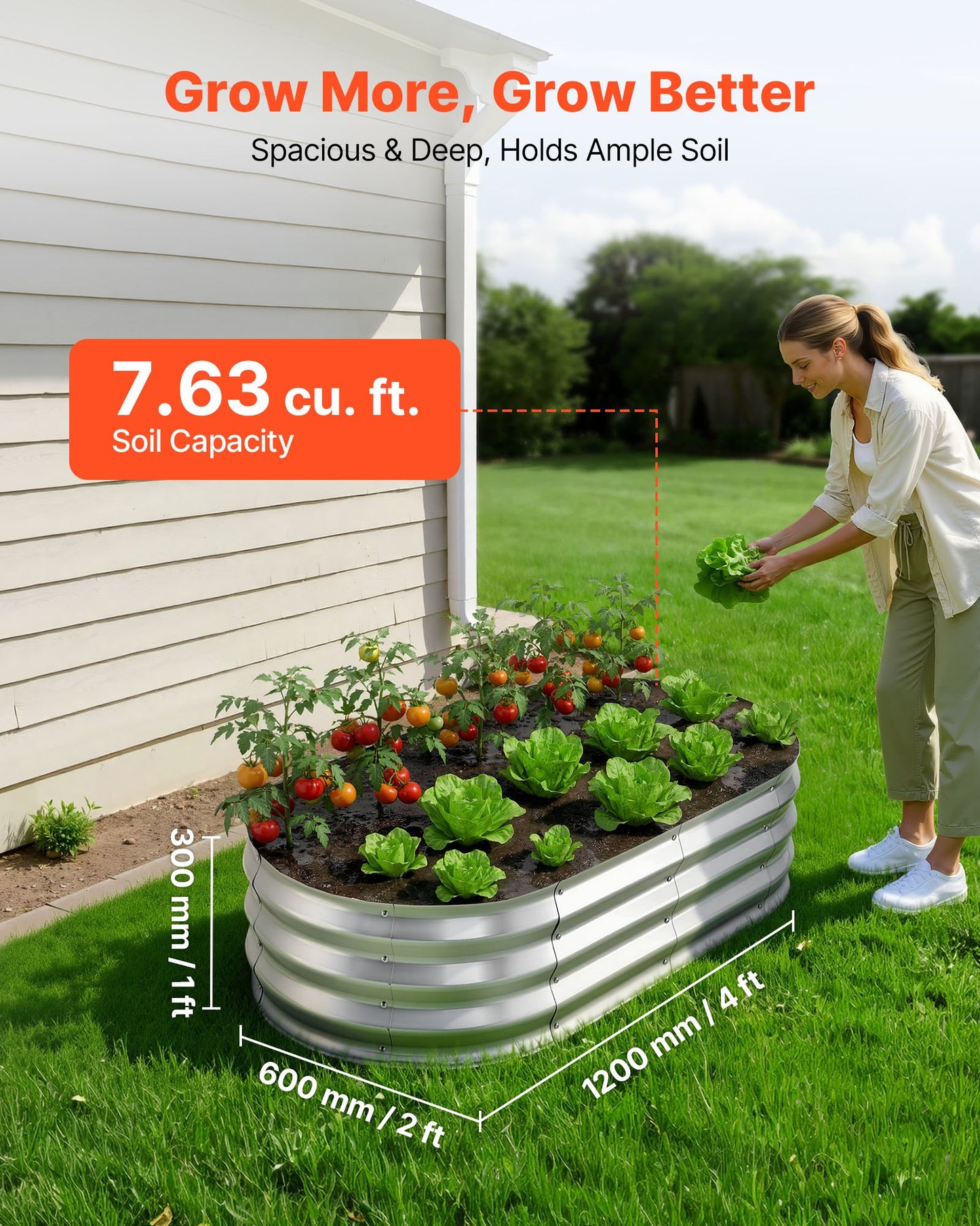 Black Galvanized Raised Garden Bed 4x2x1 Ft with Drainage and Gloves - Outdoor Planting
