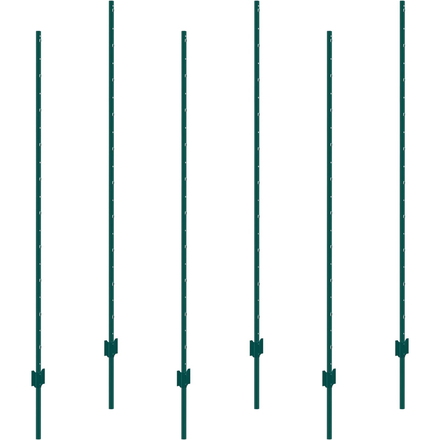 Heavy Duty 6ft Metal Fence Posts 6 Pack U-Channel Green Garden Fence Support