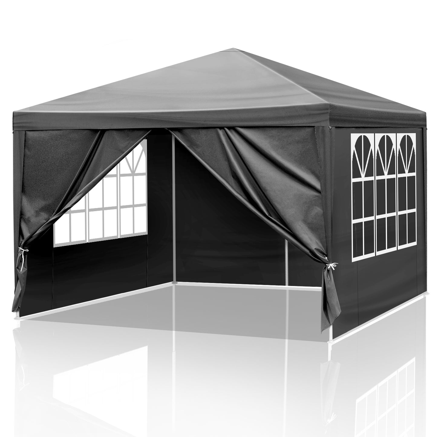 10x10ft Black Outdoor Party Tent with Sturdy Iron Frame