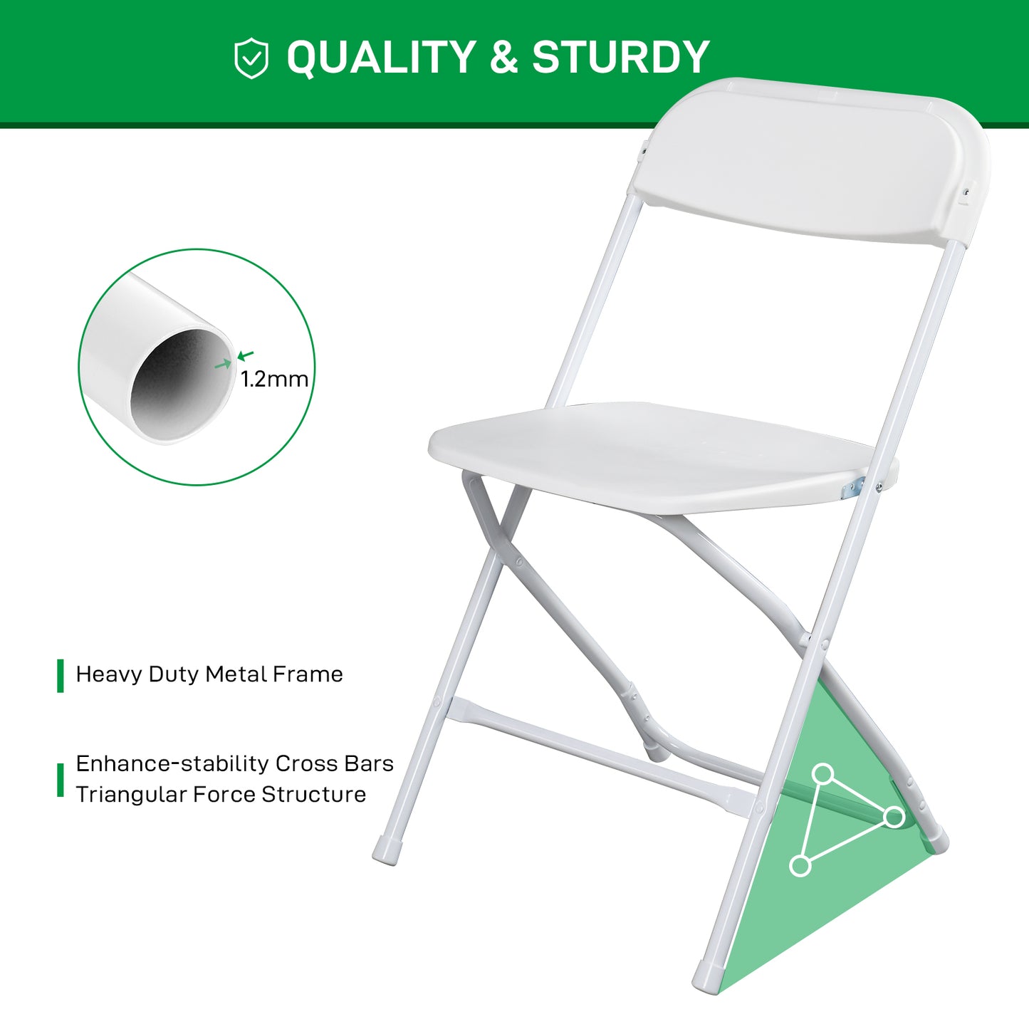 Lightweight Folding Chairs - 6 Pcs, 350LBS Capacity, Easy Storage
