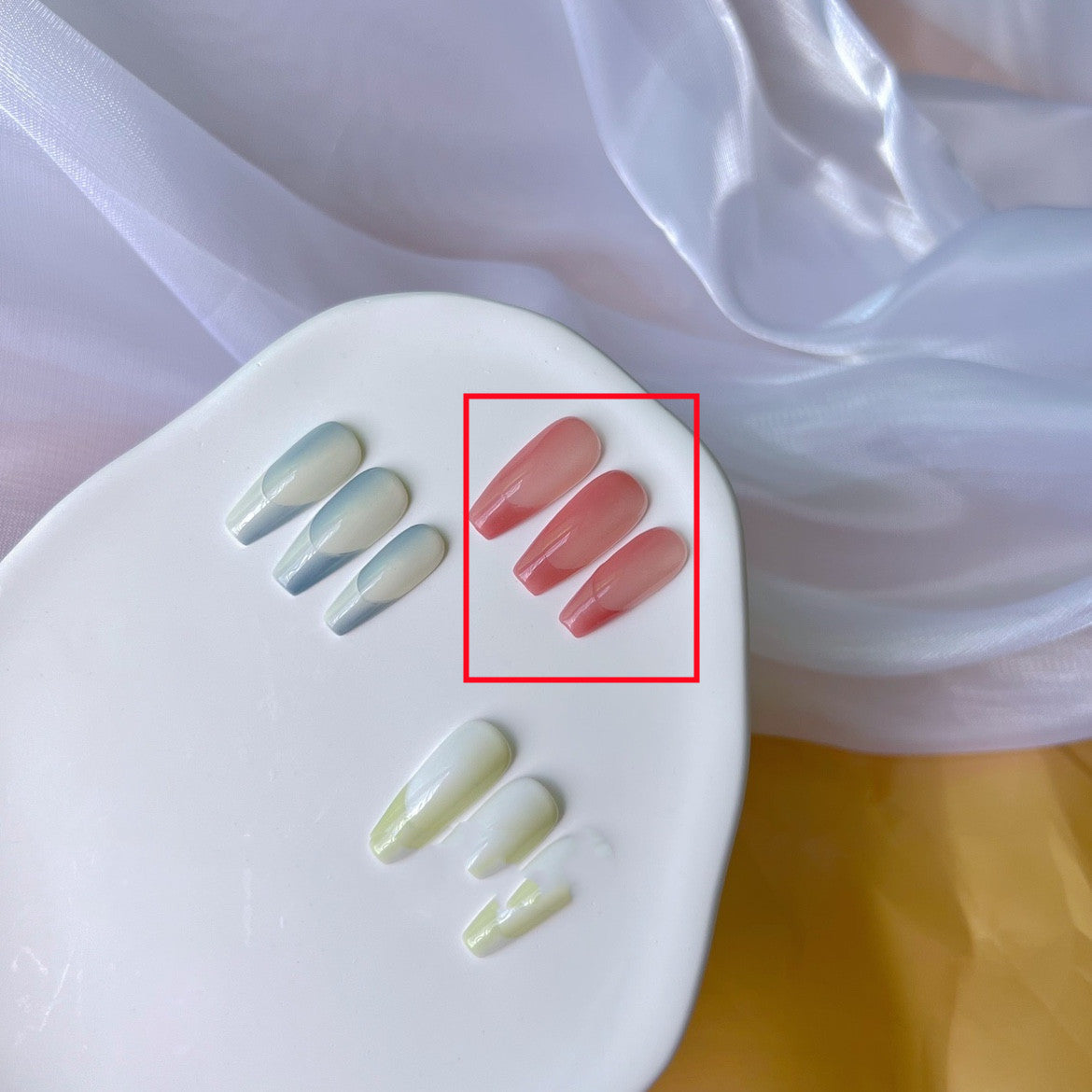 Two Tone Gradient Detachable Press-On Nails - 10 Pack