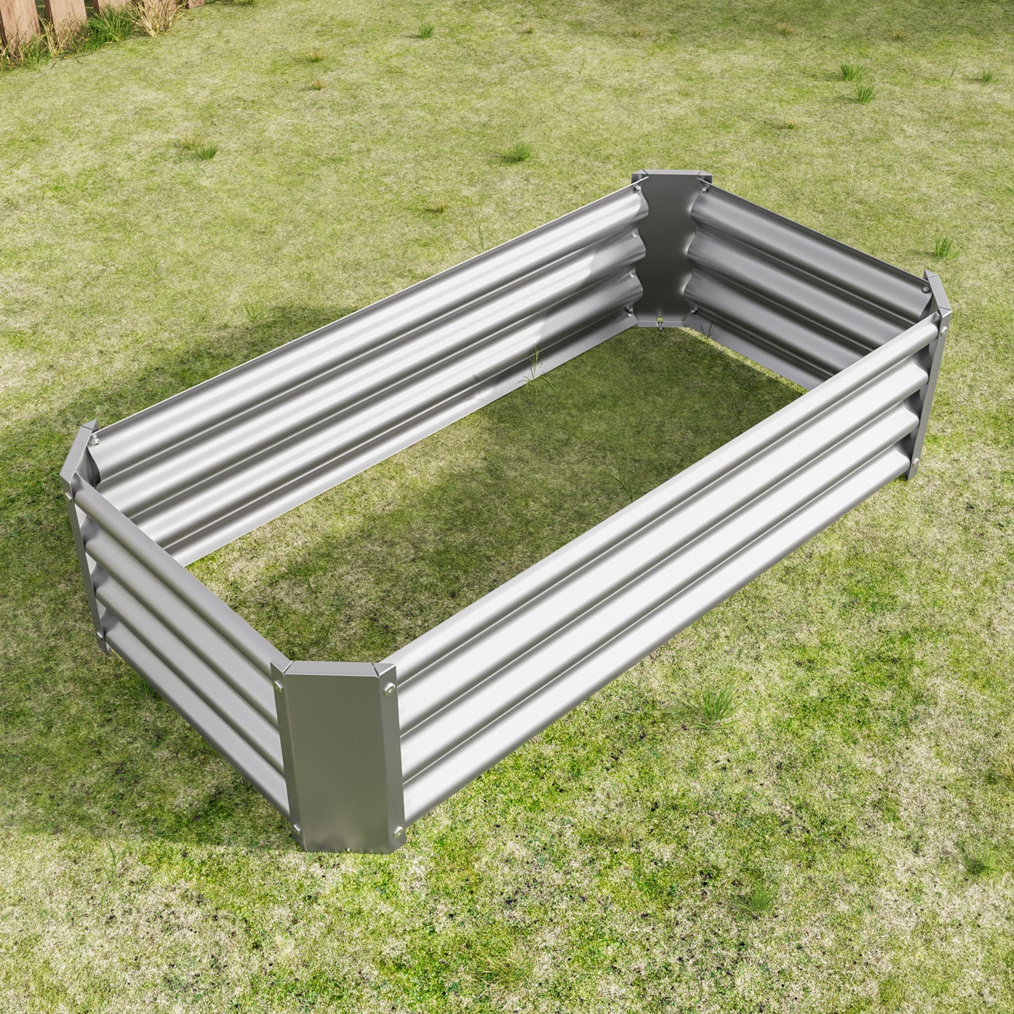 Metal Raised Garden Bed - 2PCS Silver 4ft x 2ft x 1ft Planter
