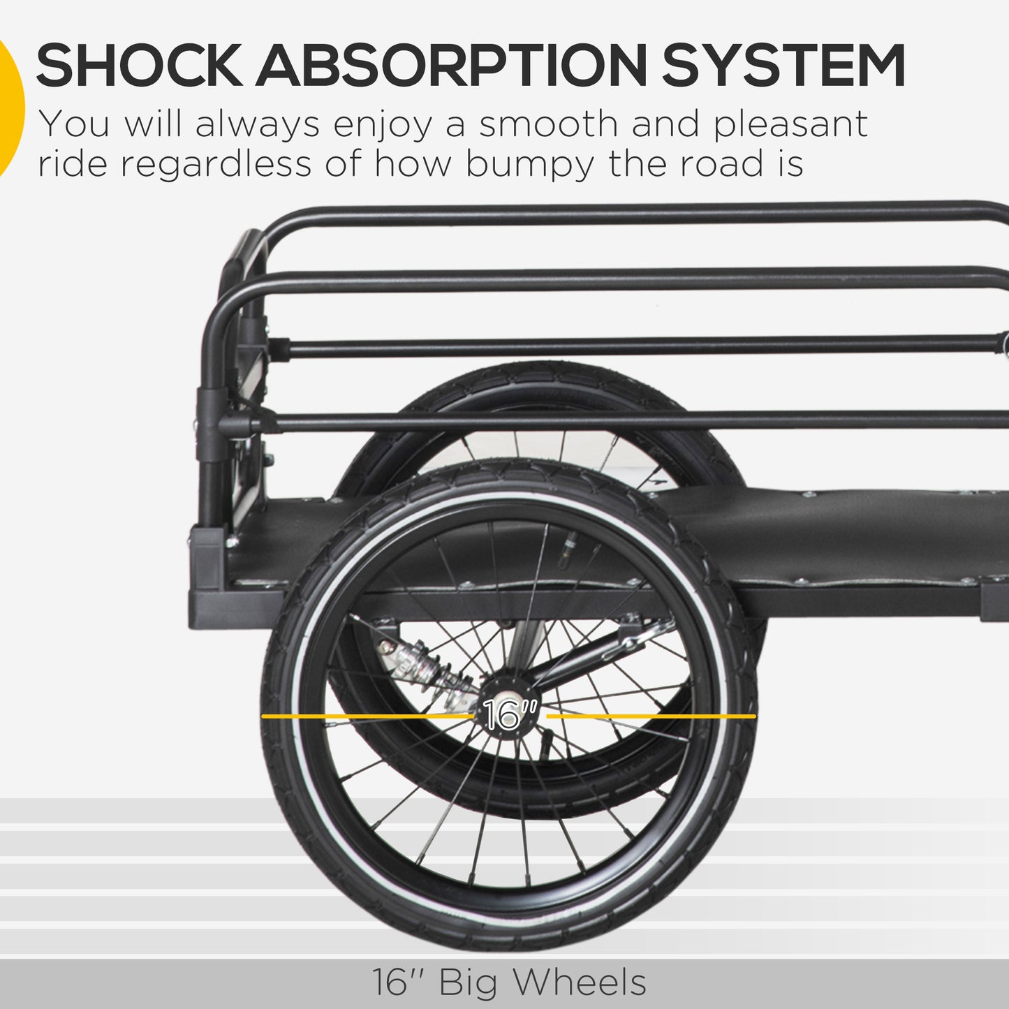 Bicycle Cargo Trailer with Suspension and Triple Safety Features