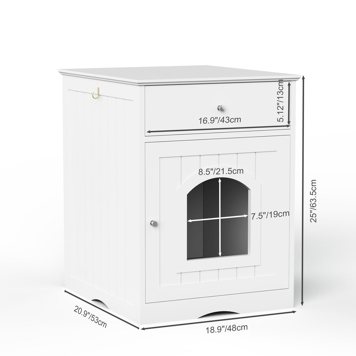Wooden Pet House with Drawers Fence for Cats and Small Pets