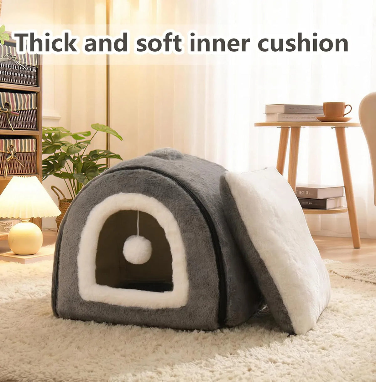 Foldable Indoor Cat Bed with Anti-Slip Water-Resistant Bottom - Cozy Pet House