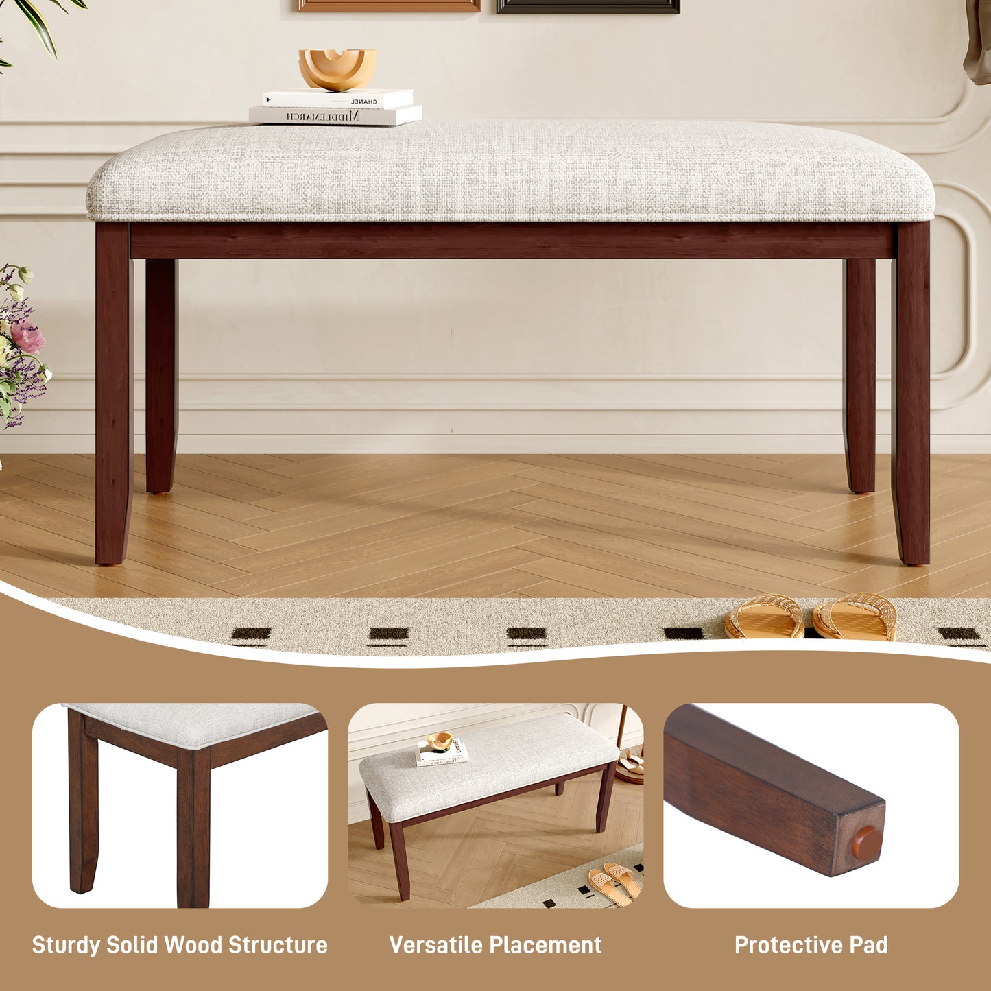 Upholstered Bench For Bedroom End Of Bed,38-inch Entryway Living