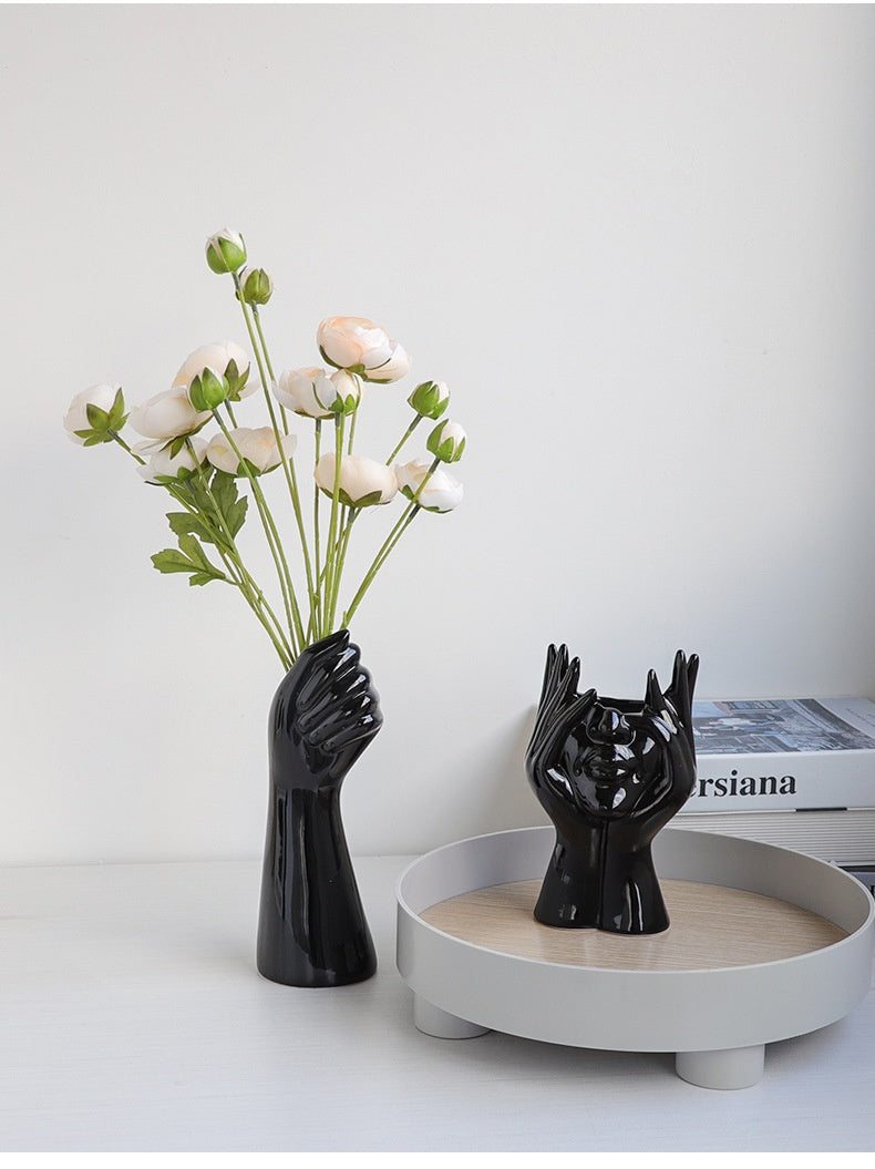 Black Ceramic Vase - European Style Home Decor Ornament