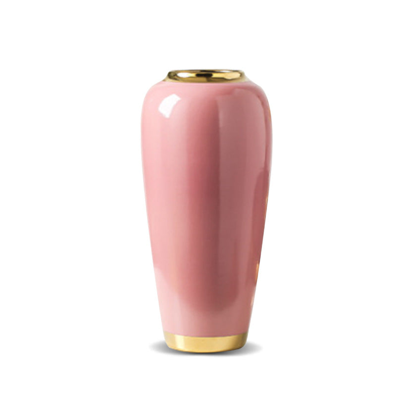 Modern Hand-Painted Porcelain Vases with Gold-Plated Glazed Flowers - Multiple Sizes