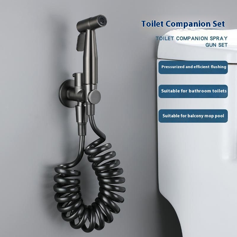 High Pressure Water Spray Gun with Spring Tube for Toilet and Bathroom Use
