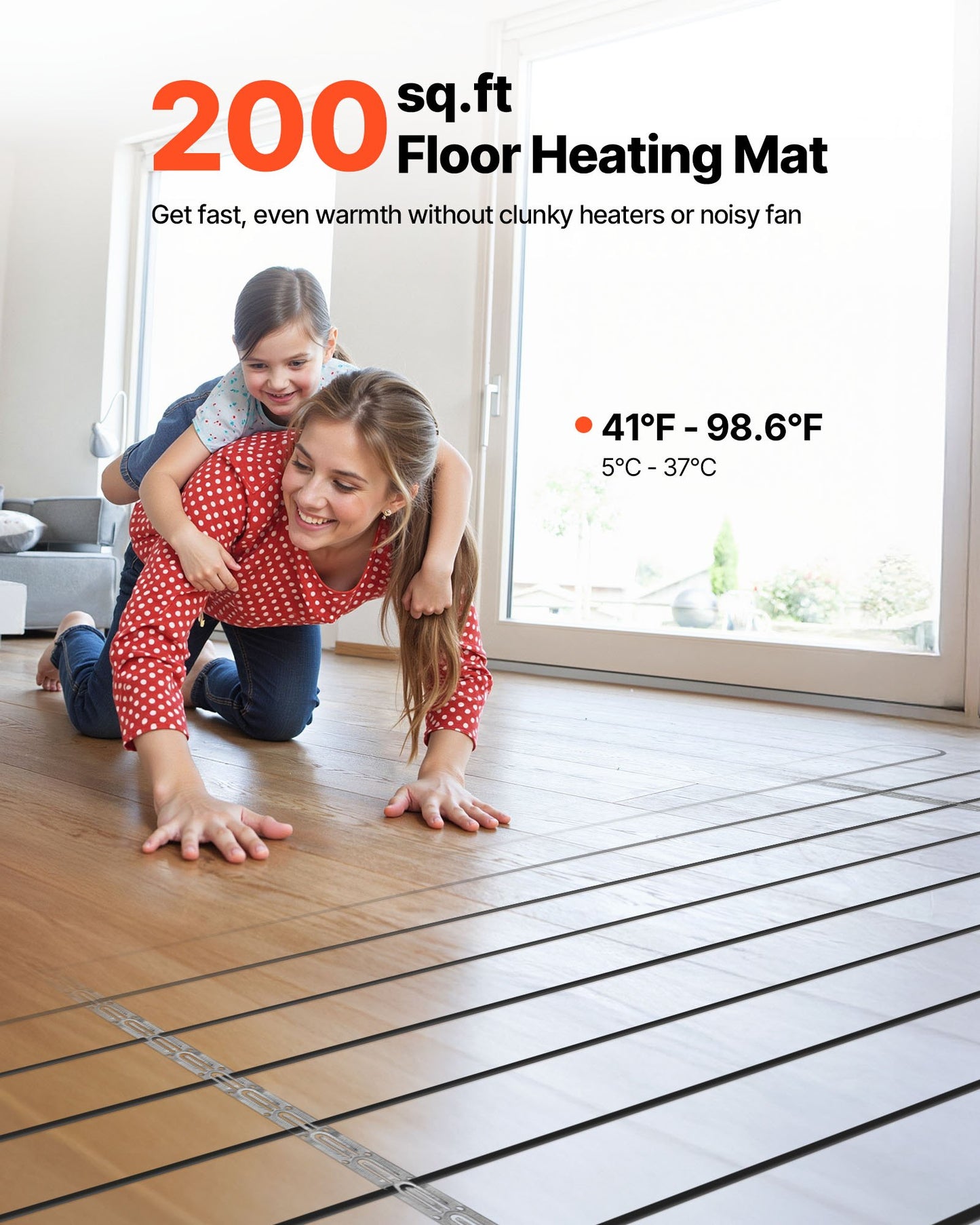Underfloor Heating Cable Kit 240V with Smart Thermostat for Tile & Stone Floors