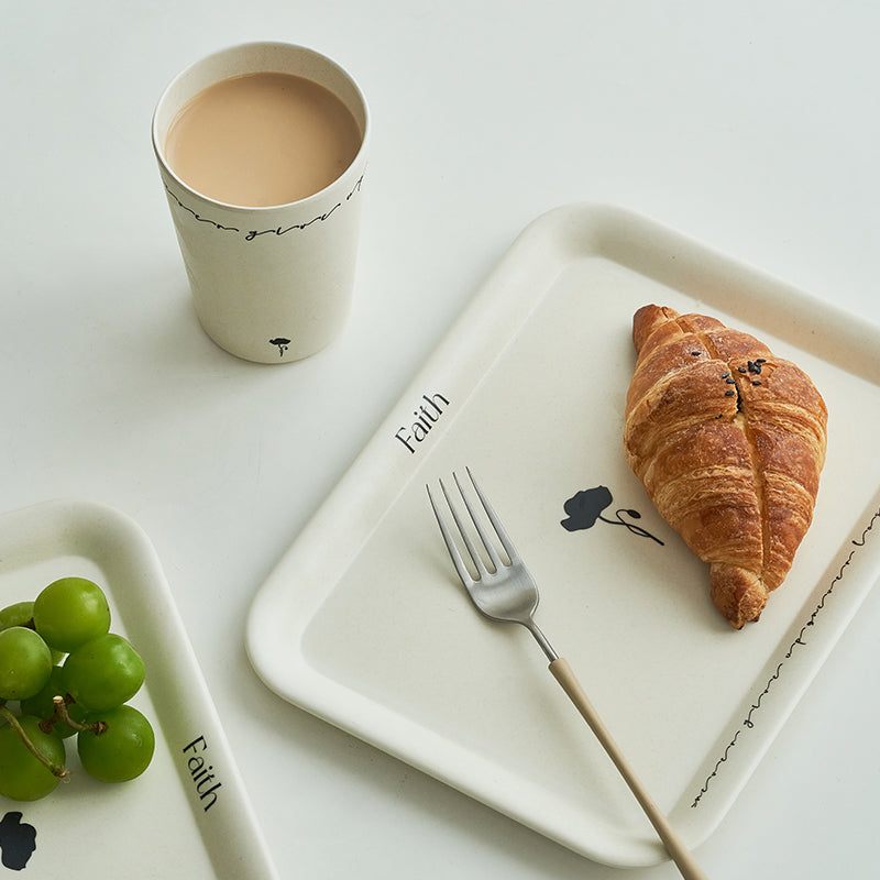 Bamboo Fiber Coffee Cup and Tray Set Food Grade Nordic Style