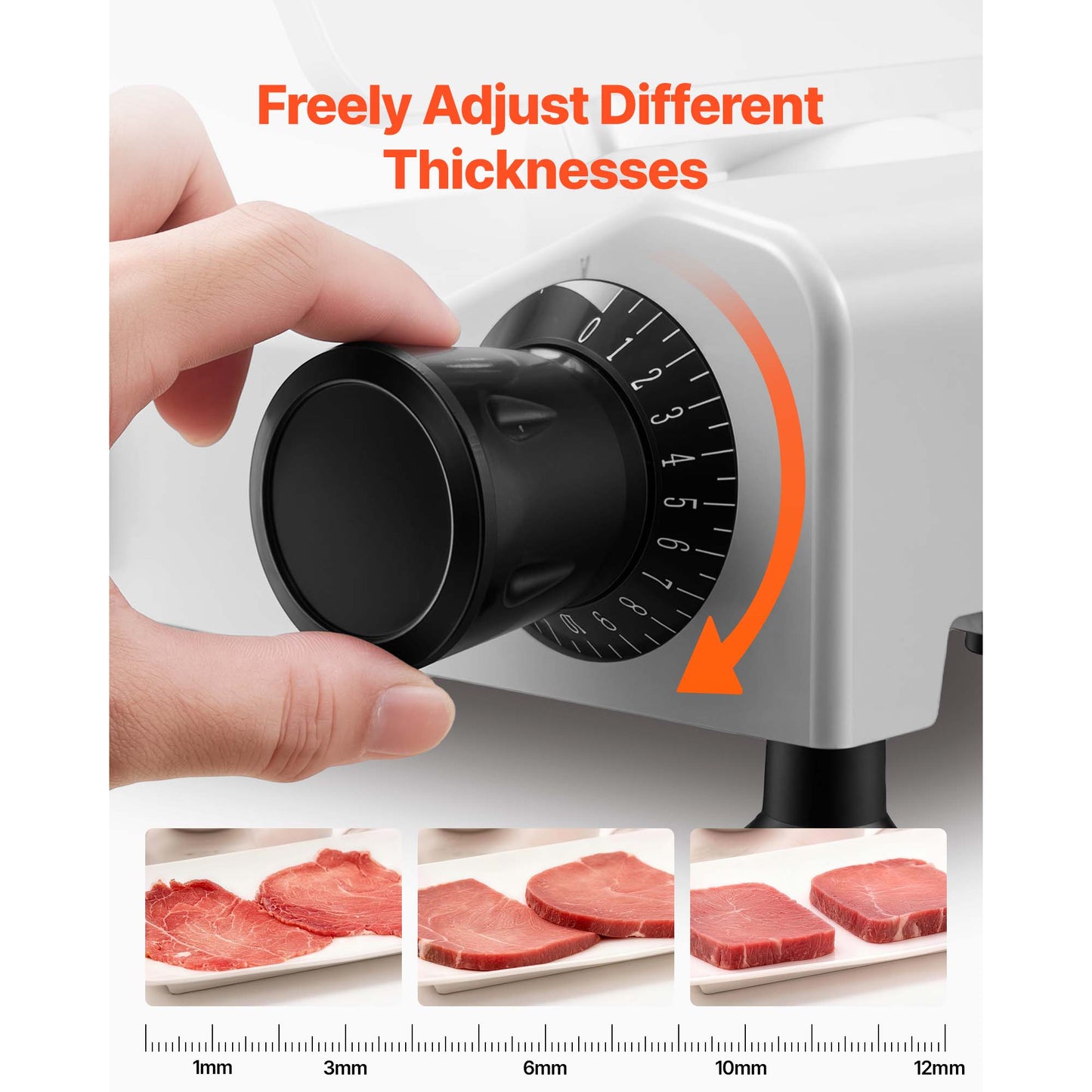 Electric Meat Slicer 300W with Removable 10" Carbon Steel Blade - Adjustable Thickness Food Cutter