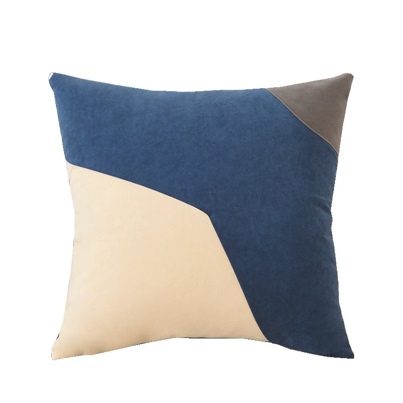 Nordic Solid Color Geometric Stitching Pillow Cover - Washable Cotton